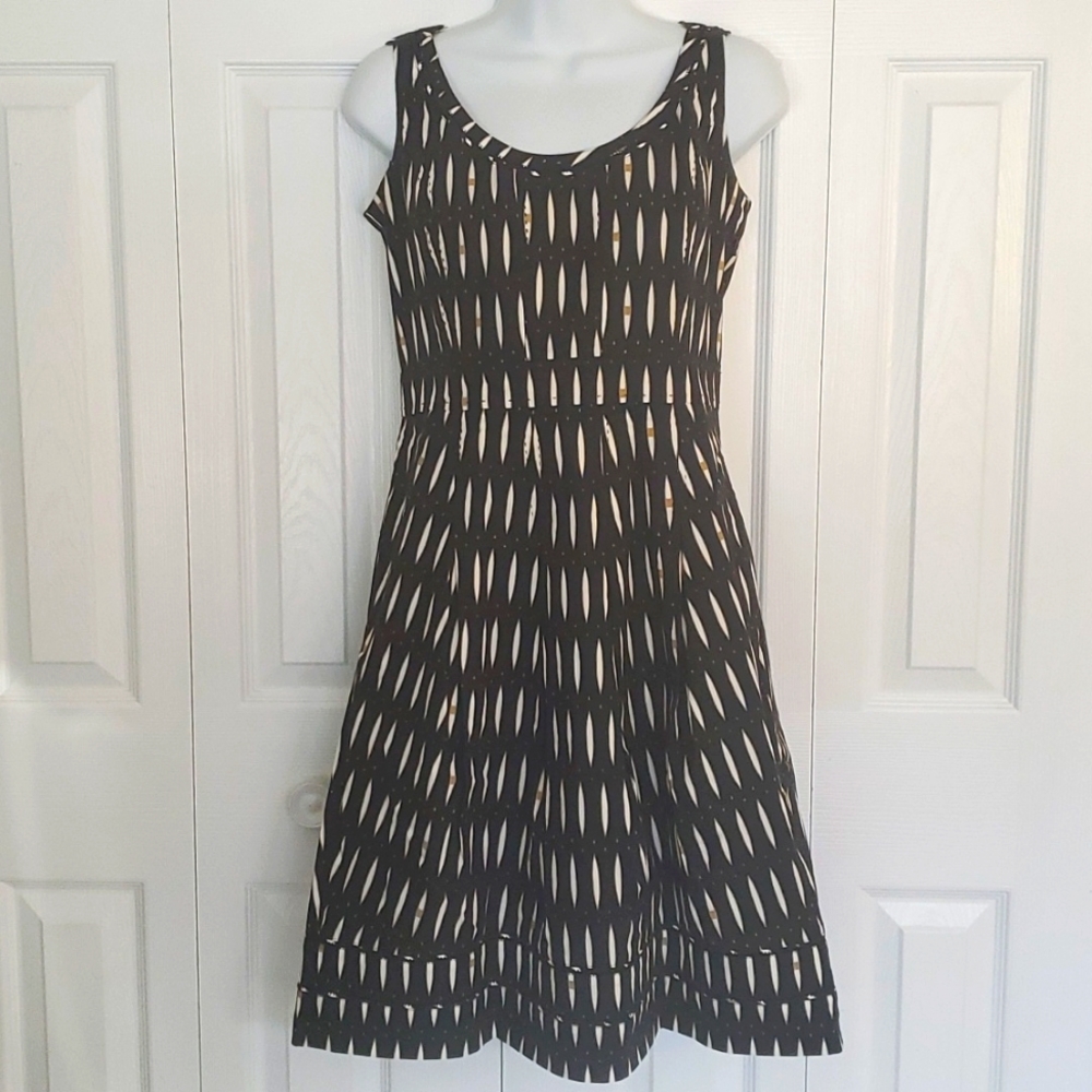 Tory Burch | Black Printed Cotton A-Line Sleeveless Dress Sz 6